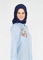 Vêtements hijab BLEU T 356 Miss Puan-Çizgi Desenli Tunik