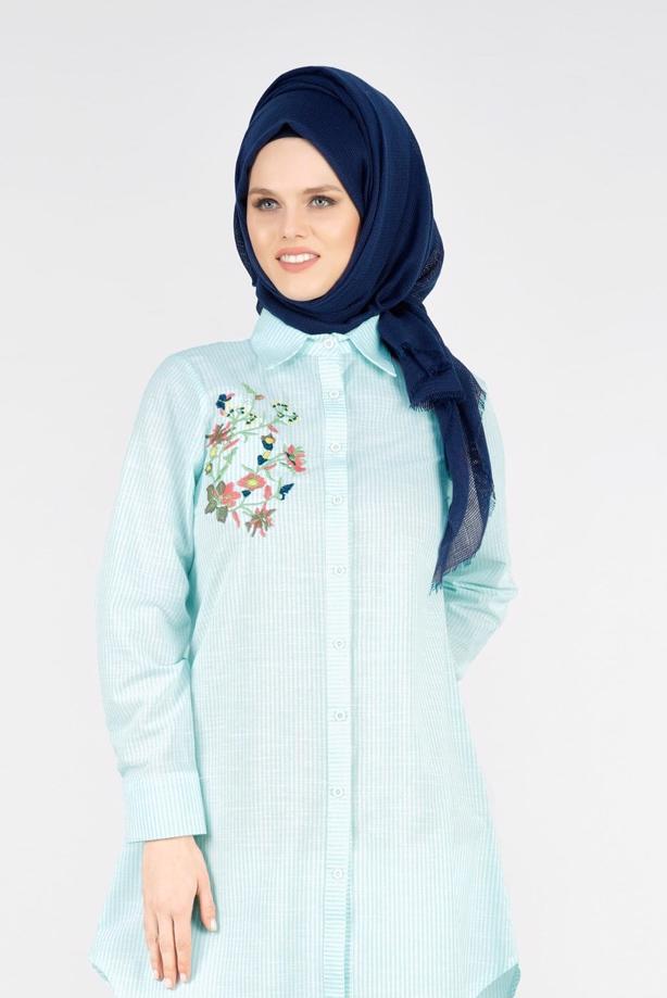 Vêtements hijab  T 356 Miss Puan-Çizgi Desenli Tunik - TRENDTESETTÜR