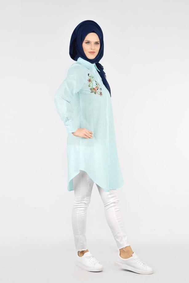 Vêtements hijab  T 356 Miss Puan-Çizgi Desenli Tunik - TRENDTESETTÜR