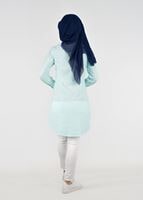 Vêtements hijab VERT T 356 Miss Puan-Çizgi Desenli Tunik