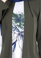 Tesettür giyim HAKİ T 0541 ModaBu- Baskılı Tesettür Tunik