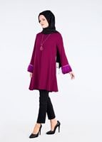 Vêtements hijab FUCHSIA T 0805 Tül  Detaylı Tunik-Pr Collection
