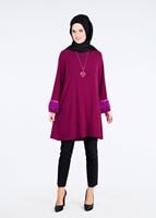 Vêtements hijab FUCHSIA T 0805 Tül  Detaylı Tunik-Pr Collection