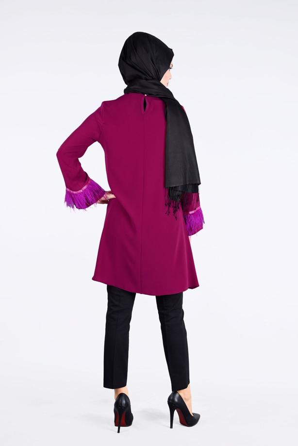Vêtements hijab  T 0805 Tül  Detaylı Tunik-Pr Collection - TRENDTESETTÜR