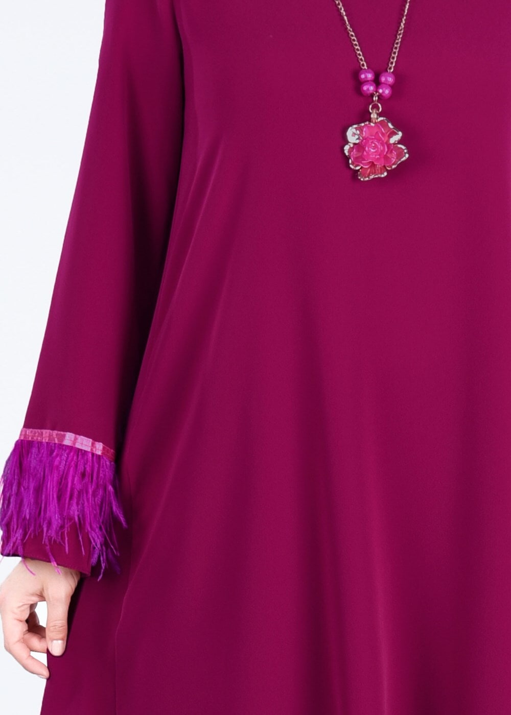Vêtements hijab FUCHSIA T 0805 Tül  Detaylı Tunik-Pr Collection