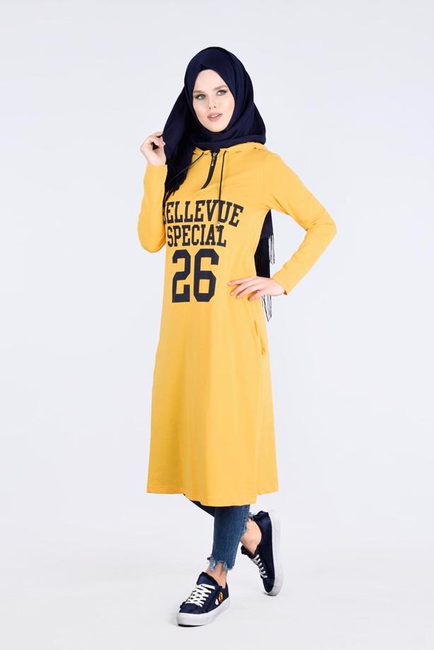 Hijab clothing  T 0855 Fermuar Detaylı Spor Tesettür Tunik-Tekten Fashion - TRENDTESETTÜR