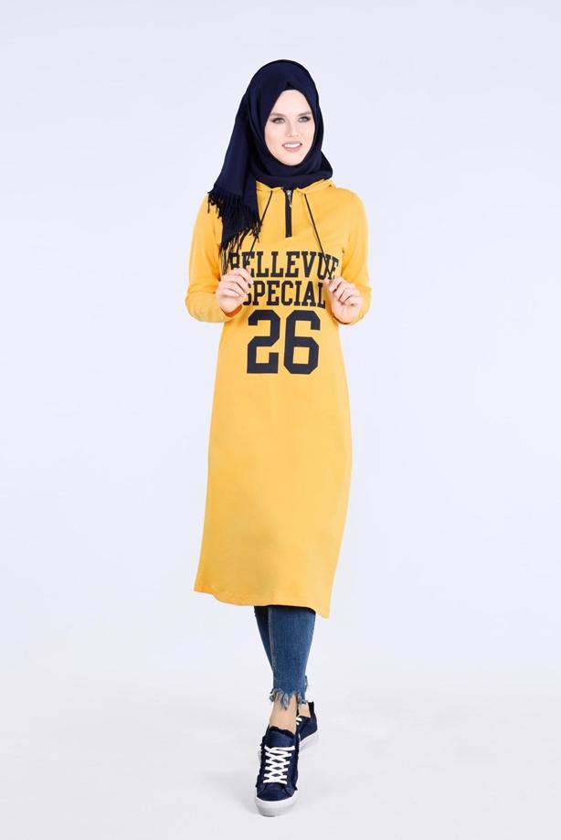 Vêtements hijab  T 0855 Fermuar Detaylı Spor Tesettür Tunik-Tekten Fashion - TRENDTESETTÜR