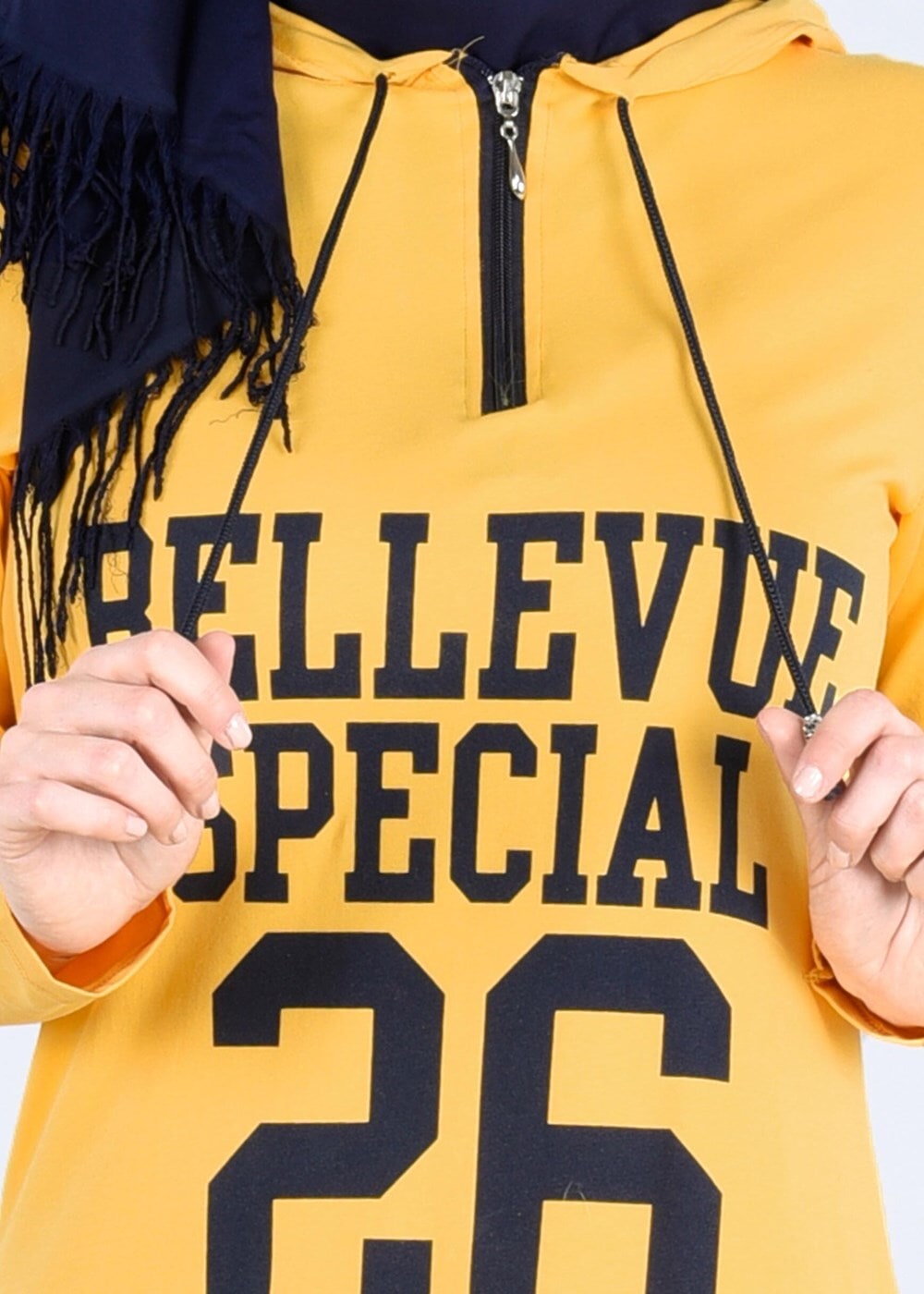 Vêtements hijab JAUNE T 0855 Fermuar Detaylı Spor Tesettür Tunik-Tekten Fashion
