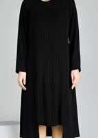 Tesettür giyim SİYAH T 968 Piliseli Tesettür Tunik-Hewes Line