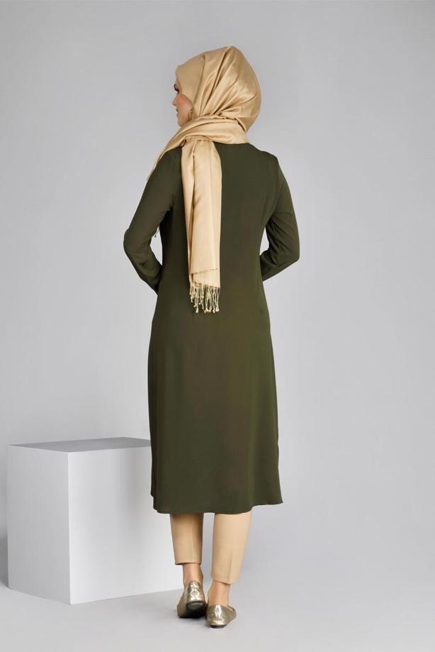 Tesettür giyim  T 968 Piliseli Tesettür Tunik-Hewes Line - TRENDTESETTÜR