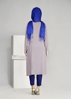 Tesettür giyim BEJ T 968 Piliseli Tesettür Tunik-Hewes Line