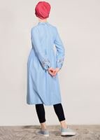 Vêtements hijab BLEU T 0991 Nakış Detaylı Salaş Tunik-Yılmazlar