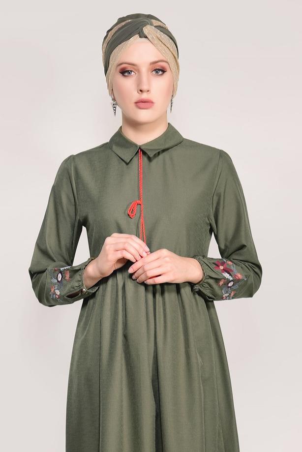 Vêtements hijab  T 0991 Nakış Detaylı Salaş Tunik-Yılmazlar - TRENDTESETTÜR