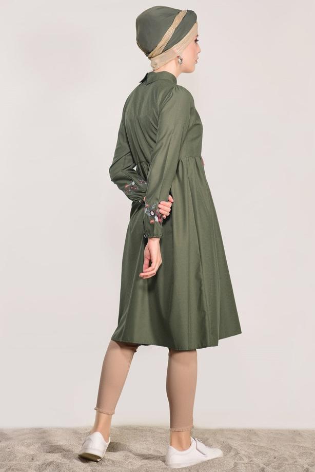 Vêtements hijab  T 0991 Nakış Detaylı Salaş Tunik-Yılmazlar - TRENDTESETTÜR