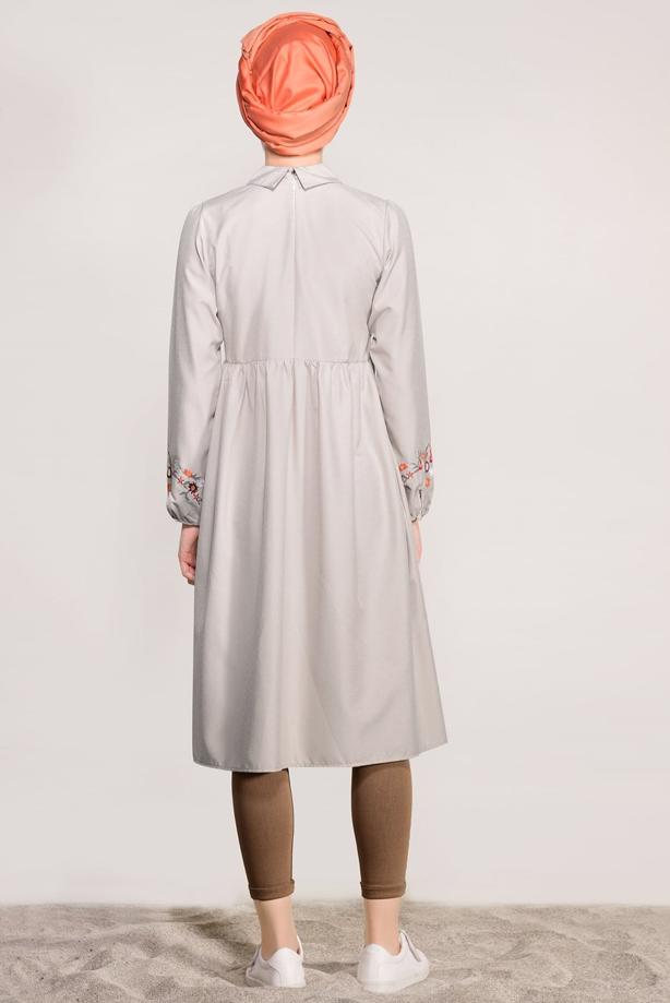 Vêtements hijab  T 0991 Nakış Detaylı Salaş Tunik-Yılmazlar - TRENDTESETTÜR