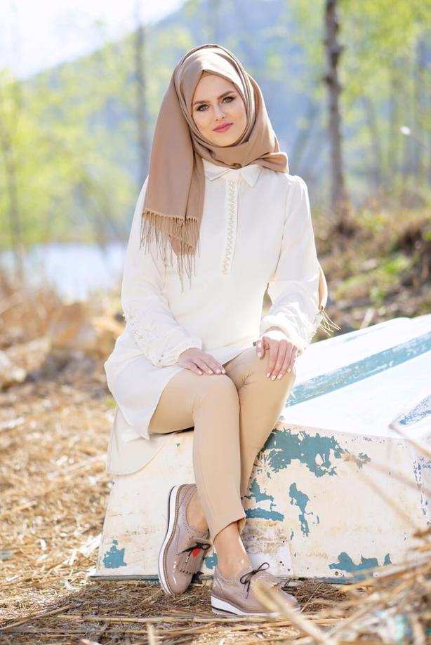 Vêtements hijab  T 1013 Gürbüz-Erkek Yaka Tunik - TRENDTESETTÜR