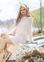 Vêtements hijab CRÈME T 1013 Gürbüz-Erkek Yaka Tunik