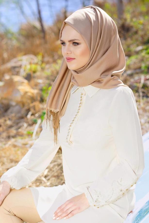 Vêtements hijab  T 1013 Gürbüz-Erkek Yaka Tunik - TRENDTESETTÜR