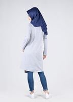 Tesettür giyim GRİ T 1021 Düğme Detaylı SporTesettür Tunik-Bwest