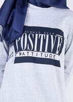 Tesettür giyim GRİ T 1021 Düğme Detaylı SporTesettür Tunik-Bwest