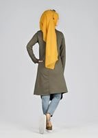 Tesettür giyim HAKİ T 1021 Düğme Detaylı SporTesettür Tunik-Bwest