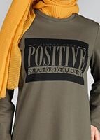 Tesettür giyim HAKİ T 1021 Düğme Detaylı SporTesettür Tunik-Bwest