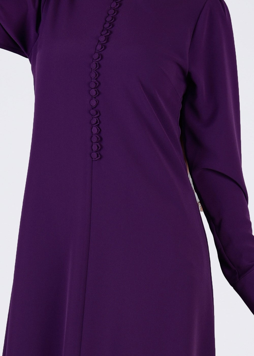 Tesettür giyim MOR T 1025 Önden Düğmeli Hakim Yaka Tesettür Tunik-Pr Collection