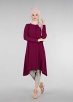 Tesettür giyim MOR T 1025 Önden Düğmeli Hakim Yaka Tesettür Tunik-Pr Collection