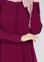 Tesettür giyim MOR T 1025 Önden Düğmeli Hakim Yaka Tesettür Tunik-Pr Collection