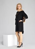 Tesettür giyim SİYAH T 1041  Dantel Detaylı Tunik-ModaBu