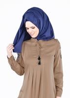 Hijab clothing BROWN T 1151 ModaHanne- Çiçek Desenli Uzun Tunik