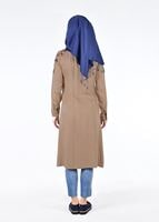 Hijab clothing BROWN T 1151 ModaHanne- Çiçek Desenli Uzun Tunik