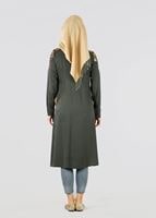 Hijab clothing KHAKI T 1151 ModaHanne- Çiçek Desenli Uzun Tunik