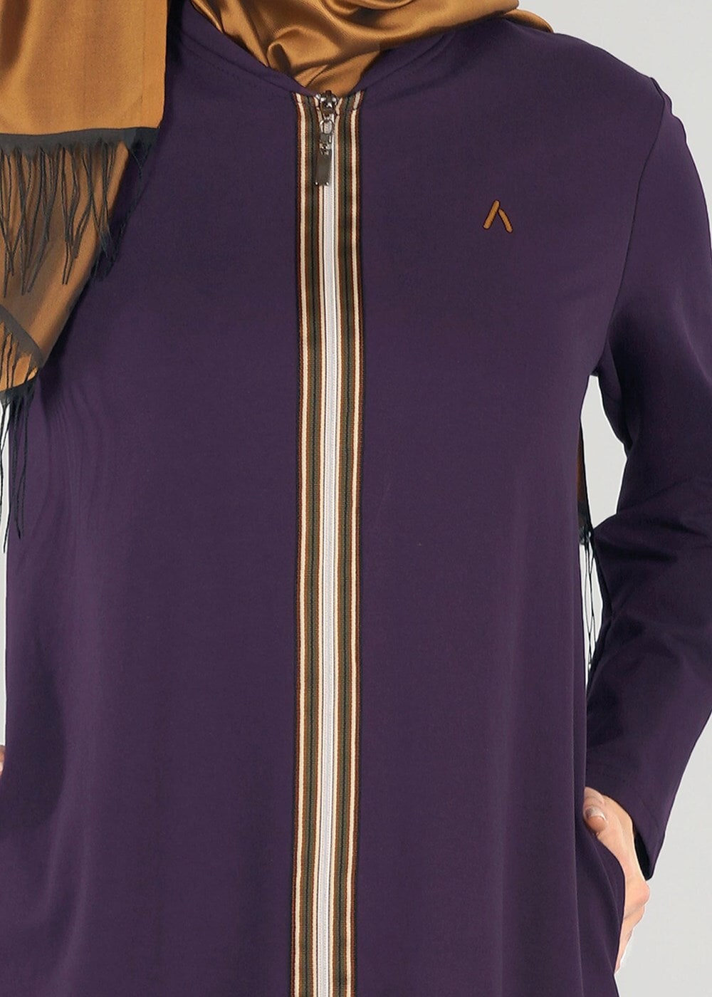 Vêtements hijab POURPRE T 1709 Allday-Fermuar Detaylı Tesettür Tunik