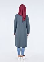 Vêtements hijab VERT T 1709 Allday-Fermuar Detaylı Tesettür Tunik
