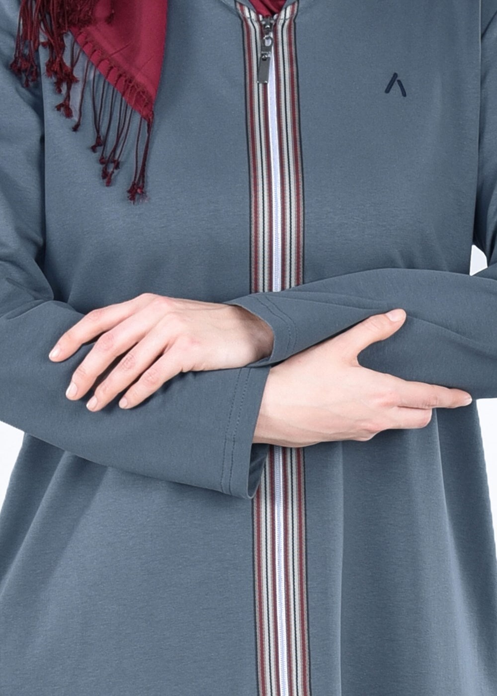 Vêtements hijab VERT T 1709 Allday-Fermuar Detaylı Tesettür Tunik