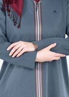 Vêtements hijab VERT T 1709 Allday-Fermuar Detaylı Tesettür Tunik