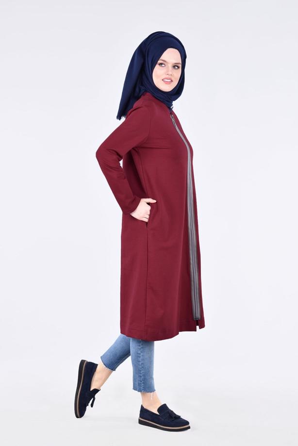Vêtements hijab  T 1709 Allday-Fermuar Detaylı Tesettür Tunik - TRENDTESETTÜR