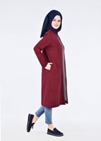Vêtements hijab ROUGE BORDEAUX T 1709 Allday-Fermuar Detaylı Tesettür Tunik