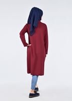 Vêtements hijab ROUGE BORDEAUX T 1709 Allday-Fermuar Detaylı Tesettür Tunik