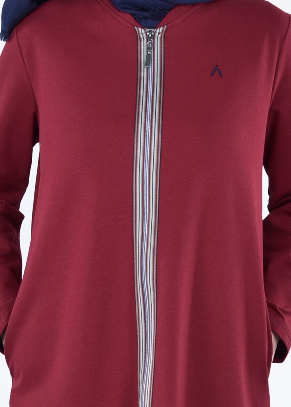 Vêtements hijab ROUGE BORDEAUX T 1709 Allday-Fermuar Detaylı Tesettür Tunik
