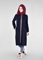 Vêtements hijab BLEU MARINE T 1709 Allday-Fermuar Detaylı Tesettür Tunik