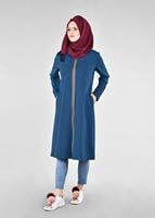 Vêtements hijab BLEU MARINE T 1709 Allday-Fermuar Detaylı Tesettür Tunik
