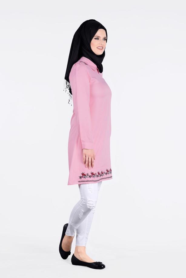 Vêtements hijab  T 1994 Yılmazlar-Çiçek Desenli  Tunik - TRENDTESETTÜR