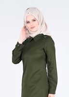 Vêtements hijab KAKI T 1994 Yılmazlar-Çiçek Desenli  Tunik