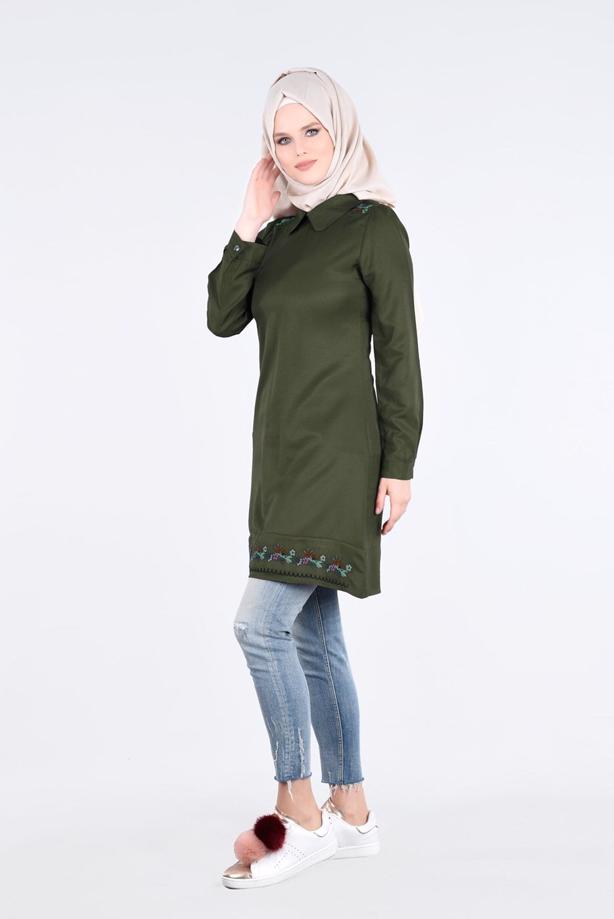 Vêtements hijab  T 1994 Yılmazlar-Çiçek Desenli  Tunik - TRENDTESETTÜR