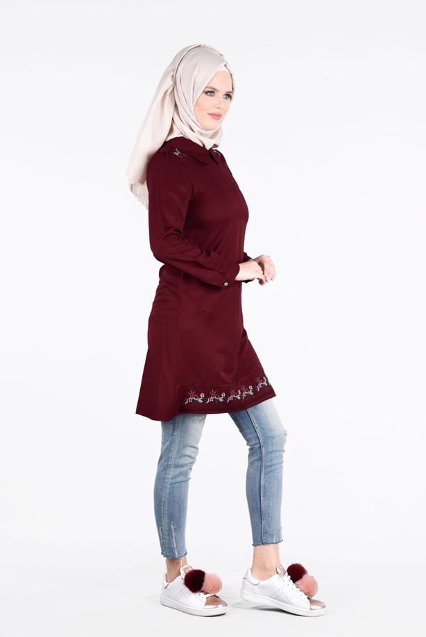 Vêtements hijab  T 1994 Yılmazlar-Çiçek Desenli  Tunik - TRENDTESETTÜR