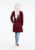 Vêtements hijab ROUGE BORDEAUX T 1994 Yılmazlar-Çiçek Desenli  Tunik