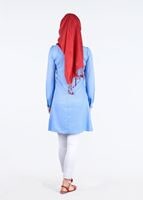 Hijab clothing BLUE T 1994 Yılmazlar-Çiçek Desenli  Tunik