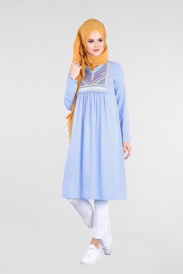 Vêtements hijab  T 2000 Etnik Desenli Tunik-Yılmazlar - TRENDTESETTÜR
